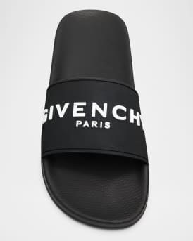 Men's Leather Logo Slide Sandals