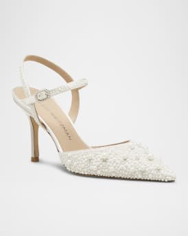 Bliss Pearly Pointed Satin Pumps