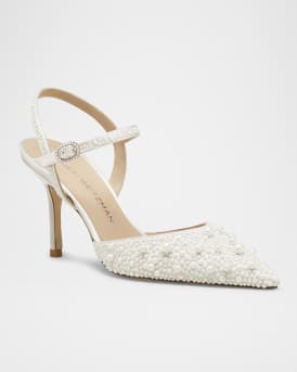 Bliss Pearly Pointed Satin Pumps
