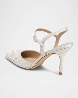 Bliss Pearly Pointed Satin Pumps