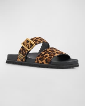 Leopard Buckle Sporty Slide Sandals