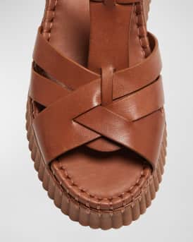 Nama Leather T-Strap Platform Sandals