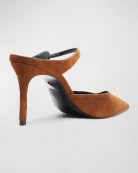 Laura Suede Buckle Mule Pumps