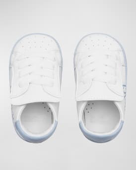 Boy's Logo-Print Leather Pre-Walkers, Newborn-12M