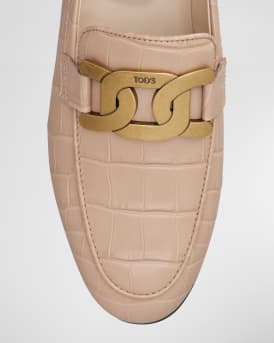 Croco Chain Slip-On Loafers