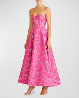 Amelia Strapless Floral Jacquard Gown