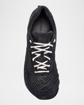 Men's Orbit Aged Leather and Fishnet Runner Sneakers