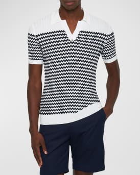 Men's Canet Textured Stripe Organic Cotton Polo Shirt