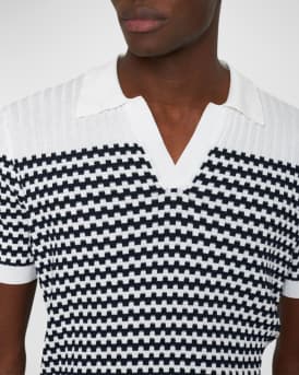 Men's Canet Textured Stripe Organic Cotton Polo Shirt