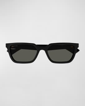 Men's Rectangle Plastic Sunglasses with Logo Detail