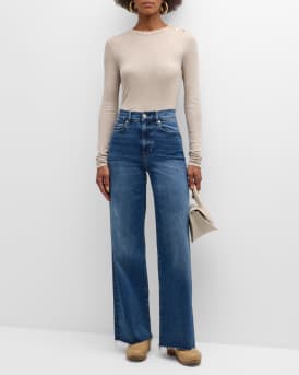 Le Slim Palazzo Raw Fray Jeans
