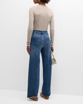 Le Slim Palazzo Raw Fray Jeans