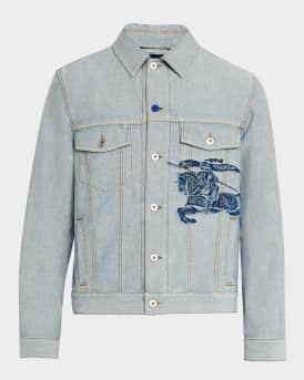 ジャケット BURBERRY Embroidered Denim Jacket Burberry Denim jacket with chest pockets and contrast