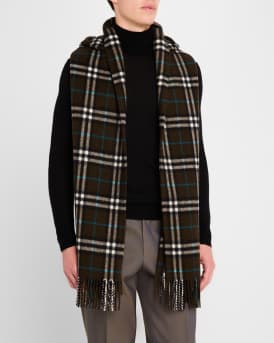 Men's Wool Giant Check Hooded Scarf