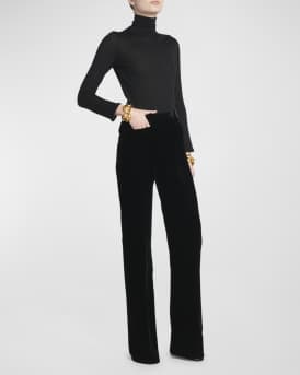 Turtleneck Long-Sleeve Fine Cashmere-Silk Top