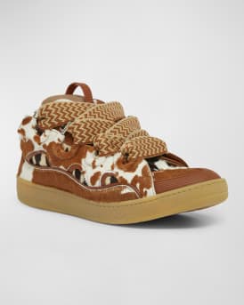 Men's Curb Pony-Effect Low-Top Sneakers