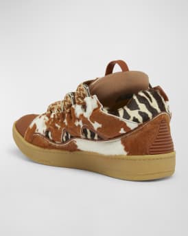 Men's Curb Pony-Effect Low-Top Sneakers