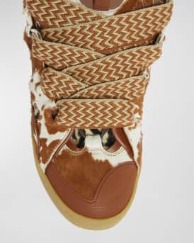 Men's Curb Pony-Effect Low-Top Sneakers