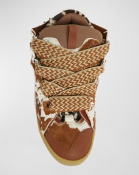 Men's Curb Pony-Effect Low-Top Sneakers
