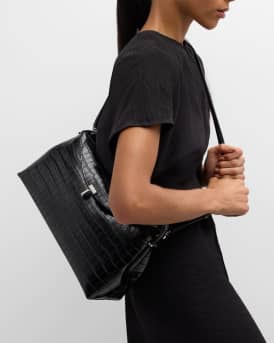 T-Lock Croc-Embossed Top-Handle Bag