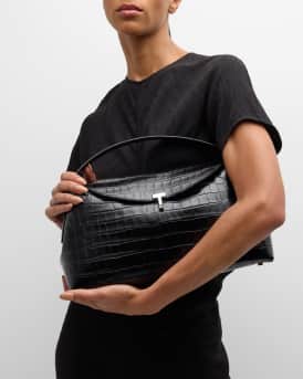 T-Lock Croc-Embossed Top-Handle Bag