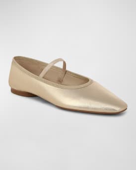 Metallic Mary Jane Ballerina Flats