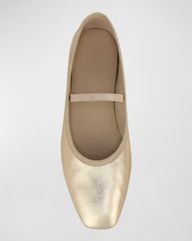 Metallic Mary Jane Ballerina Flats