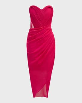 Strapless Sculpted Corset Midi Dress