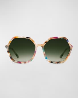 Jackie Acetate Geometric Round Sunglasses 