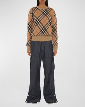 Check Long-Sleeve Crewneck Sweater