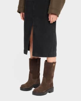Suede Tall Moto Boots