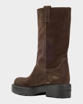 Suede Tall Moto Boots