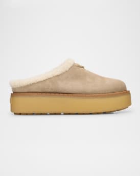 Suede Shearling Cozy Platform Mules