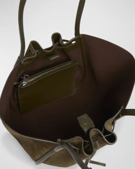 Large Drawstring Suede Tote Bag