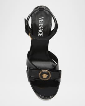Gianni Patent Bow Platform Sandals