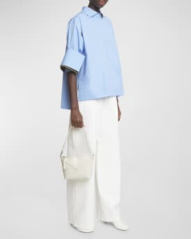 Puzzle Fold Leather Pouch Shoulder Bag
