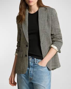 Herringbone Linen-Blend Blazer