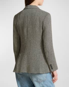 Herringbone Linen-Blend Blazer