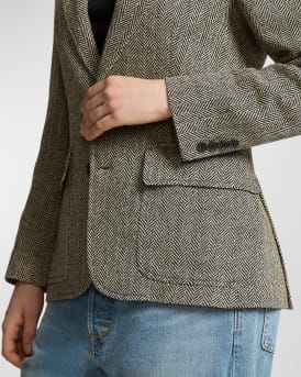 Herringbone Linen-Blend Blazer