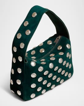 Elena Small Studded Suede Top-Handle Bag