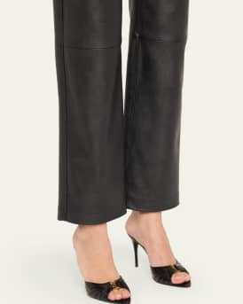 Babylone YSL Ruched Leather Mule Sandals