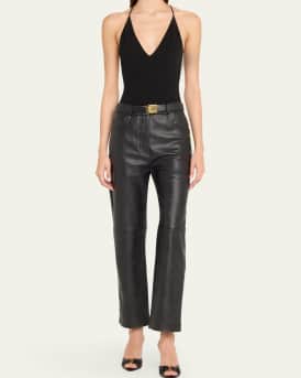 Babylone YSL Ruched Leather Mule Sandals