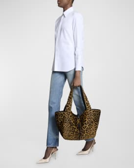 Bea YSL Leopard-Print Tote Bag in Calf Hair and Leather