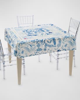 x Catherine Cartie Amazon Blue Instructional Mahjong Tablecloth, 56" Square