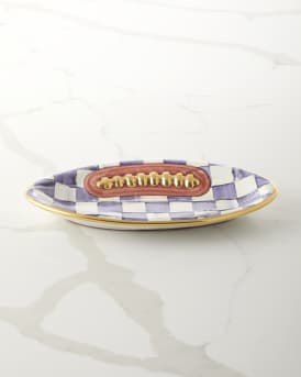 Plum Check Football Plate