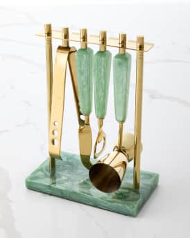 Asher Bar Tools Set with Stand, 4-Piece Set