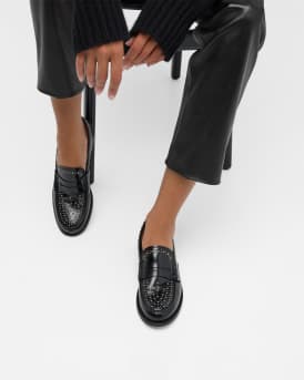 Pembrey Studded Leather Penny Loafers