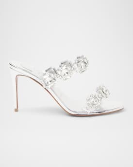 Just Jewel Clear Red Sole Slide Sandals