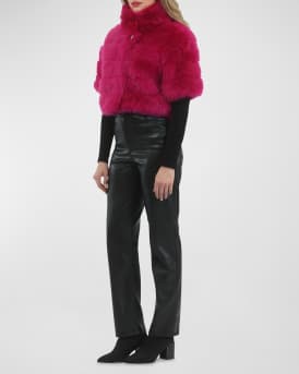 Reversible Merinillo Lamb Shearling Bolero Jacket With Cropped Sleeves