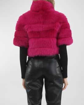 Reversible Merinillo Lamb Shearling Bolero Jacket With Cropped Sleeves